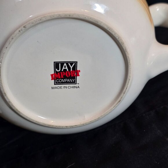 Vintage Jay Import Co. Ceramic Teapot With Fruit Design & Lid Rustic Style Made - Picture 2 of 9